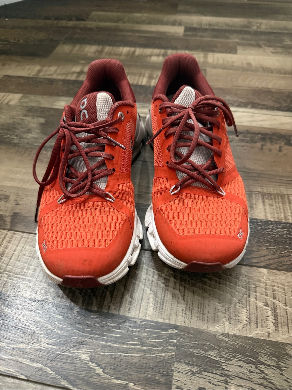 On Running orangeish and Burgundy Women's Athletic Sneakers - Picture 2 of 5